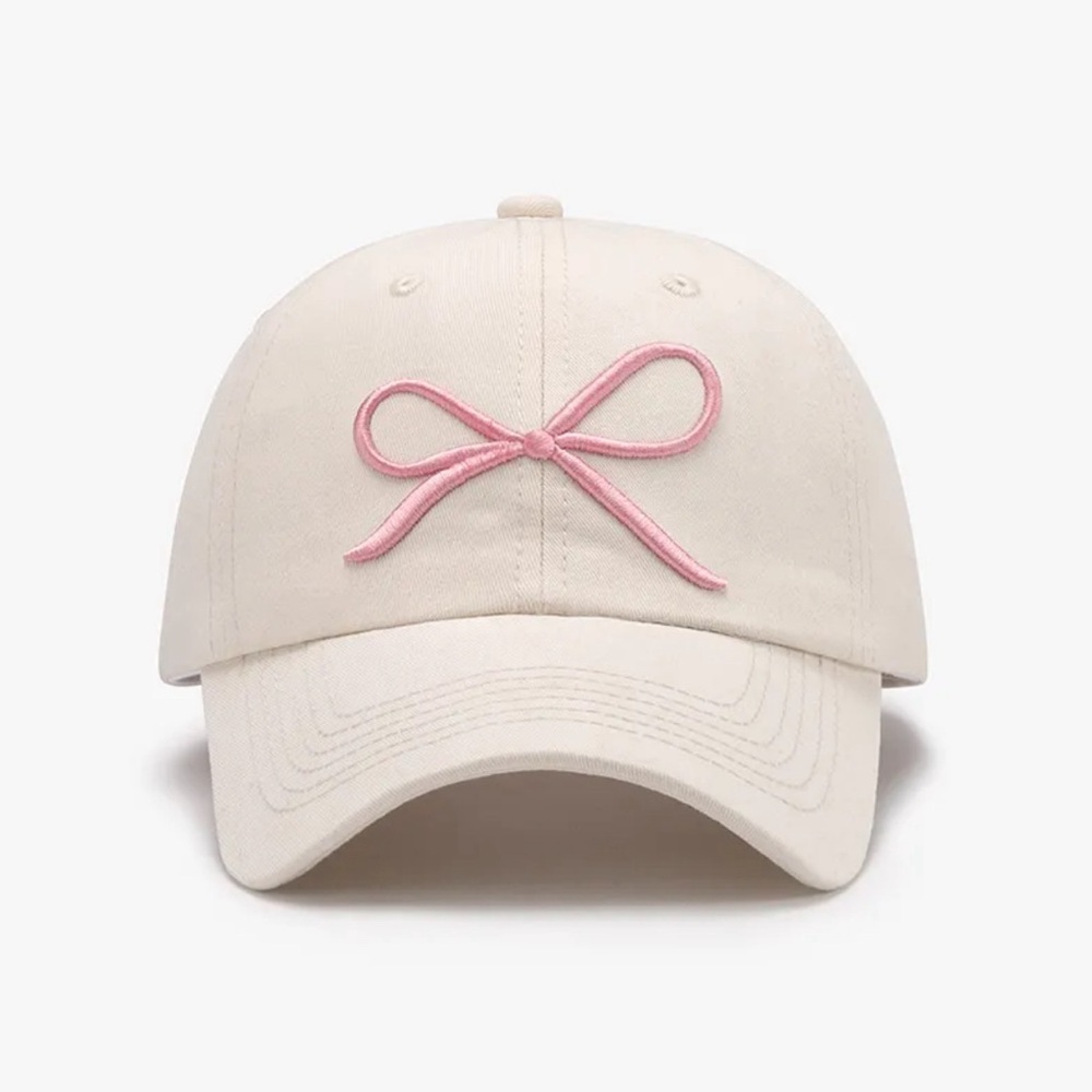 Bow Embroidered Cotton Baseball Cap